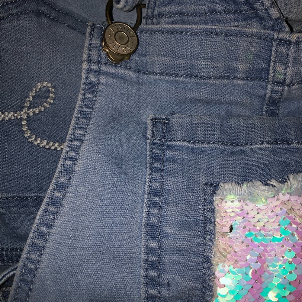 Girls denim short overalls by Justice - Picture 4 of 5